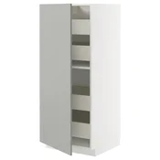 METOD/MAXIMERA Visoka omara s predali, bela/Havstorp svetlo siva, 60x60x140 cm