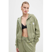 Otroški bombažen pulover Moschino Jeans ženski, zelena barva, s kapuco, J1704 8732