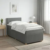 vidaXL Postelja boxspring z vzmetnico Temno siva 90 x 200 cm Blago