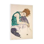 Canvas Slika na platnu Seated Woman with Bent Knees, Egon Schiele, Sa ramom, 80 x 120 cm, Beli