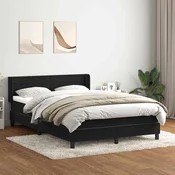 vidaXL Box spring postelja z vzmetnico črna 160x210 cm žamet