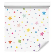 Barvita tapeta z zvezdicami in pikami za dnevno sobo in spalnico 50x1000 cm