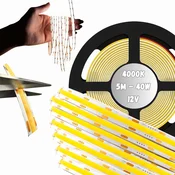 LED trak COB 12V 5M rola NEON trak nevtralna linija 800lm/m 8W/m močan