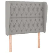 Vidaxl Vzglavje z ušesi svetlo sivo 93x23x118/128 cm blago