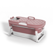 shumee Rožnata silikonska zložljiva kad Prenosna kopalna kad Home SPA 110 cm