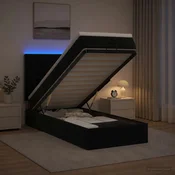 vidaXL Otomanska postelja z vzmetnico in LED Črna 100 x 200 cm Žamet