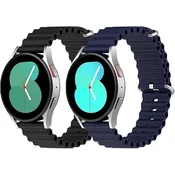 shumee 2xPAŠEK ZA URO ZA Samsung Galaxy Watch 5/4/3 SILIKON ČRNO MODER 20mm