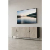 Hanah Home komoda Evva 150, 150 cm, antracit / srebrna / travertin