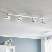 SOLLUX LIGHTING Stropni žaromet Round, bel, štirje žarometi v vrsti - Dnevna soba/jedilnica - Sodobni - Kovina