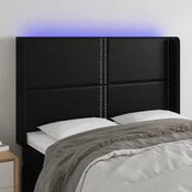 Vidaxl vidaXL LED vzglavje postelje črno 147x16x118/128 cm umetno usnje