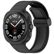 Usnjeni pas Techsuit W056 za Samsung Galaxy Watch Ultra 47mm/Galaxy Watch Ultra 2 - črn