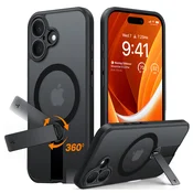 Premium ovitek Torras Pstand Spin za iPhone 16 - black