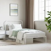 shumee vidaXL Kovinski posteljni okvir z vzglavjem bel 100x200 cm