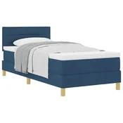 Vidaxl Postelja z vzmetnico z blazino Modra 90 x 190 cm blago