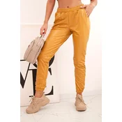 Double-layer trousers with velour mustard