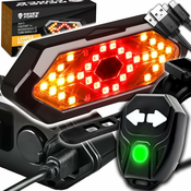 Kolesarska aku. LED zadnja svetilka s funkcijo indikatorja smeri USB + hupa