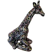 Casa Padrino luxury decorative sculpture giraffe black/multicolored H. 80 cm - Large decorative figure - XXL decorative sculpture - XXL decorative figure - XXL animal figure - Luxury XXL figures