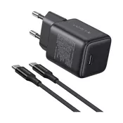 Ugreen X513 GaN USB-C 30 W omrežni polnilnik s 1 m USB-C kablom – črn