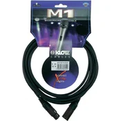 Klotz Cables Mikrofonski kabel M-1, 5 m, črne barve, moški XLR-konektor/ženski XLR-konektor
