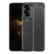 Elegantna gel maska Elite Guard s teksturom kože i zaštitom rubova za Honor 90 Lite - obsidian black