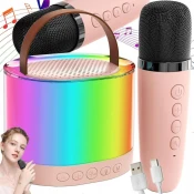 Verkgroup Set LED RGB aku. karaoke zvočnik Bluetooth 5.3 2x mikrofon USB