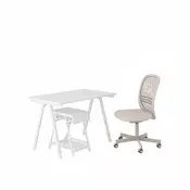 TROTTEN / FLINTAN Kombin. radnog stola i odlaganja, i roto-stolica bela/bež