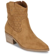 Xti za ženske. 14388502-CAMEL Usnjeni gležnjarji 143885 rjavi (36), Rjava, 5 do 8 cm, Zip, Priložnostno