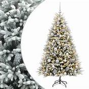 Vidaxl Umjetno božično drevo z okrasnimi kroglami 240 cm 300 LED