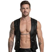 Svenjoyment Rock Style Imitation Leather Open Vest 2162113 Black XXL
