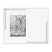shumee Srebrna slika za krst z angelom varuhom, moderen krstni spominek v belem okvirju | Velikost: 25x20cm | Šifra: VL881BI