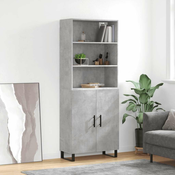Greatstore Visoka komoda betonsko siva 69,5x34x180 cm inženirski les