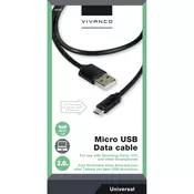 VIVANCO 2m Micro USB Kabel, črna 36292 2m Micro USB Kabel, črna