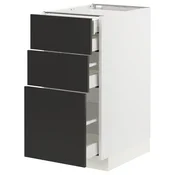 METOD / MAXIMERA Pod.elem.3front/2dnj/1srd/1vis.fiok, bela/Nickebo boja antracita, mat, 40x60 cm