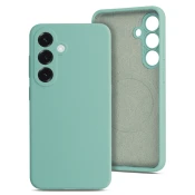 Onasi Mat Liquid silikonski ovitek z MagSafe za Samsung Galaxy S25 5G - mint