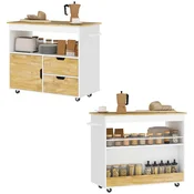 HOMCOM HOMCOM Kuhinjski voziček, iverka in kavčukovec – 107D x 50Š x 85V cm – Hrast, (5000242710)