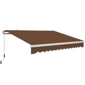 OUTSUNNY Sončna tenda 4x2.5 m z zložljivo roko, zunanja ročna tenda iz aluminija in poliestrskega blaga 280G/M2, UV zaščita, za vrt, balkon in teraso, kavna