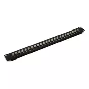 Patch panel 19, 1U, 24x F-type connectors - equipped, black