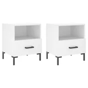 Vidaxl Nočna omarica 2 kosa bela 40x35x47,5 cm inženirski les