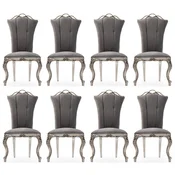 Casa Padrino luxury baroque dining chair set of 8 gray/silver - Magnificent baroque style kitchen chairs - Baroque dining room furniture - Luxury furniture baroque style