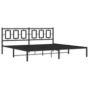 Vidaxl Kovinski posteljni okvir z vzglavjem črn 200x200 cm