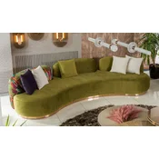 Casa Padrino luxury sofa green/multicolored/copper 330 x 110 x H. 70 cm - Curved living room sofa - Hotel sofa - Living room furniture - Hotel furniture - Luxury furniture - Luxury furnishings