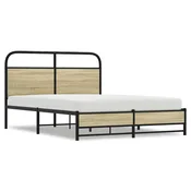 Vidaxl Posteljni okvir brez vzmetnice 140x190 cm sonoma hrast inž. les