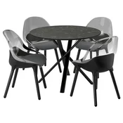 NORRMJÖLE/BALTSAR Miza in 4 stoli, črna imitacija marmorja/črna, 105 cm