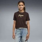 PUMA Essentials Script Glitter Tee Youth, Kids, Chocolate Fondue, 13-14Y