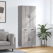Greatstore Visoka komoda siva sonoma 69,5x34x180 cm inženirski les