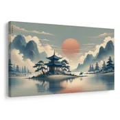 Slika japonski tempelj in jezero - 120x80