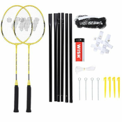 WISH Alumtec 4466 Komplet loparjev za badminton rumeni 2 kosa + puščice 3 kosi + mreža + črte želja