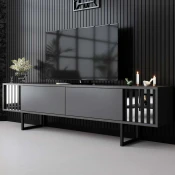Hanah Home TV Komoda Chrome Line, 180x48x30 cm, Antracit-Crna