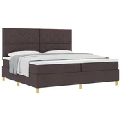 Vidaxl Postelja z vzmetnico z vzmetnico Temno rjava 200 x 200 cm blago