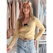 Sweter damskie krótki one size z kokardką LAMURE beżowy Dstreet
